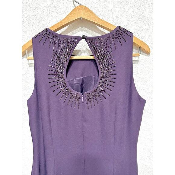 Liz Claiborne Night Women's Dark Purple Long Sleeveless Beaded Formal Gown Size8 - Picture 5 of 15
